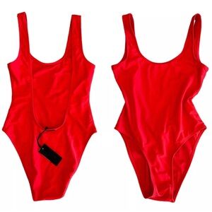 Kendall + Kylie Womens Small Pull On Low Back One-Piece Swimsuit Red Large New